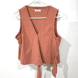 Madewell Sz Medium Womens Peach Texture & Thread Line V-Neck